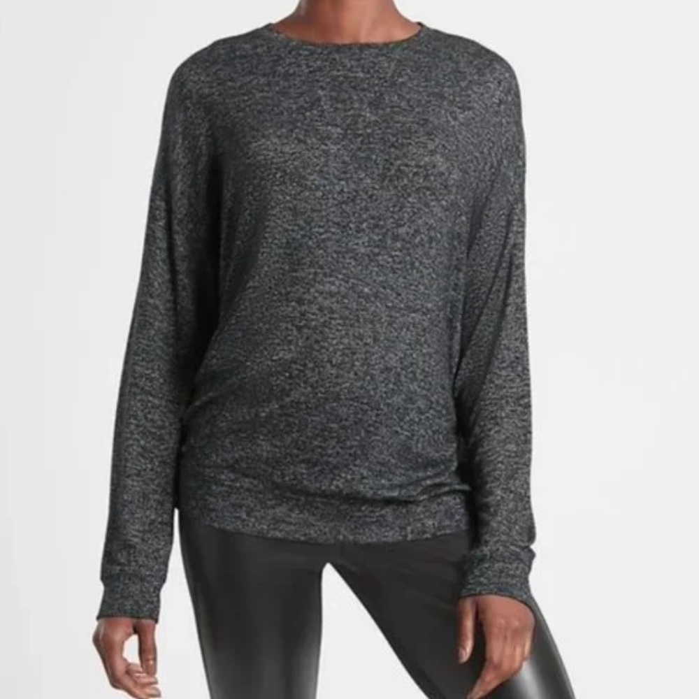 ATHLETA Charcoal Heather Long-Sleeve Mindful Soft Pullover Top - Size M